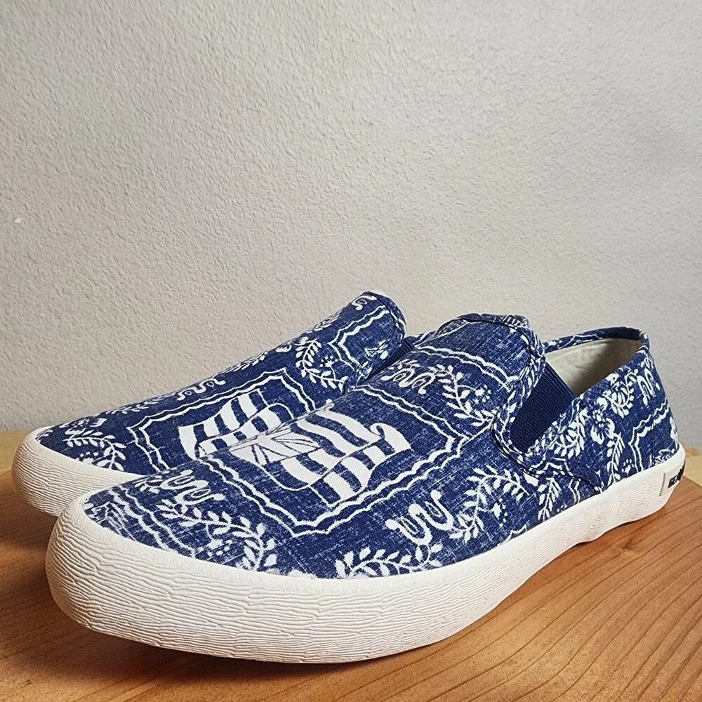 SeaVees Reyn Spooner Baja Shoes Mens Size 9.5 Hawaiian Floral Canvas Slip On